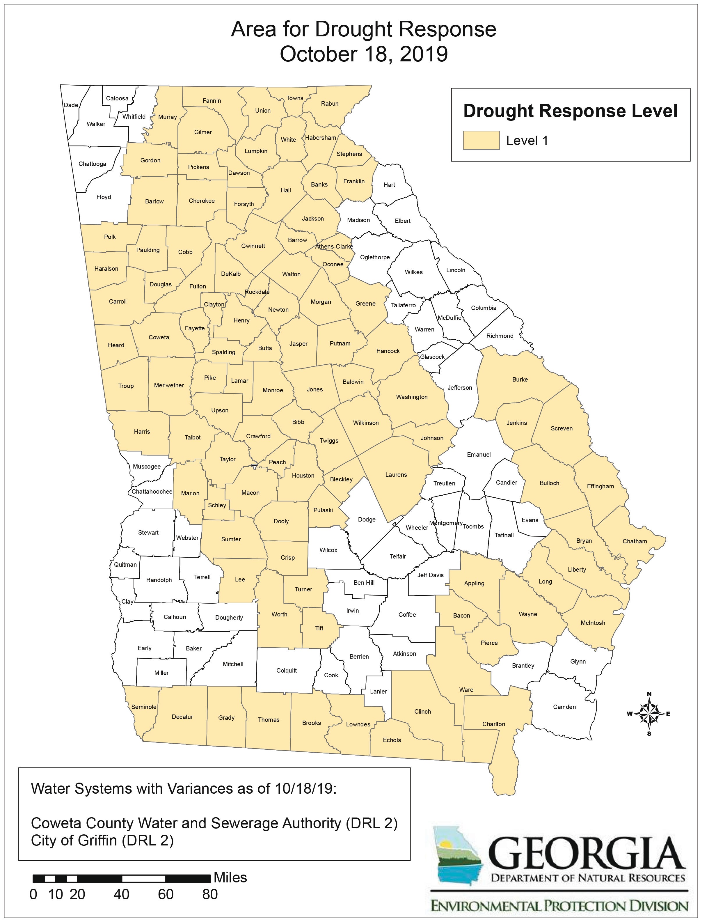 LaGrange, Troup County under level one drought restrictions LaGrange