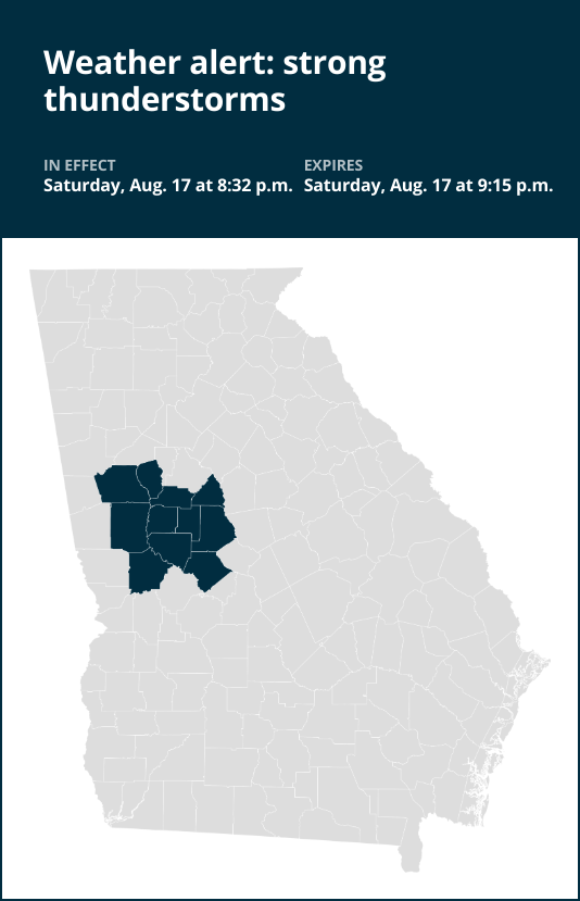 Be prepared for strong thunderstorms in Meriwether County Saturday night