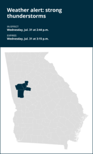 Be ready for pea-sized hail with thunderstorms to hit Meriwether County Wednesday