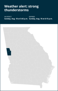 Pea-sized hail expected with thunderstorms in Troup County Sunday