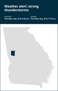 Pea-sized hail predicted with thunderstorms to hit Meriwether County Thursday