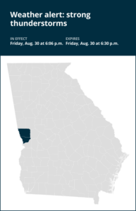 Thunderstorms with pea-sized hail to hit Harris and Muscogee counties Friday