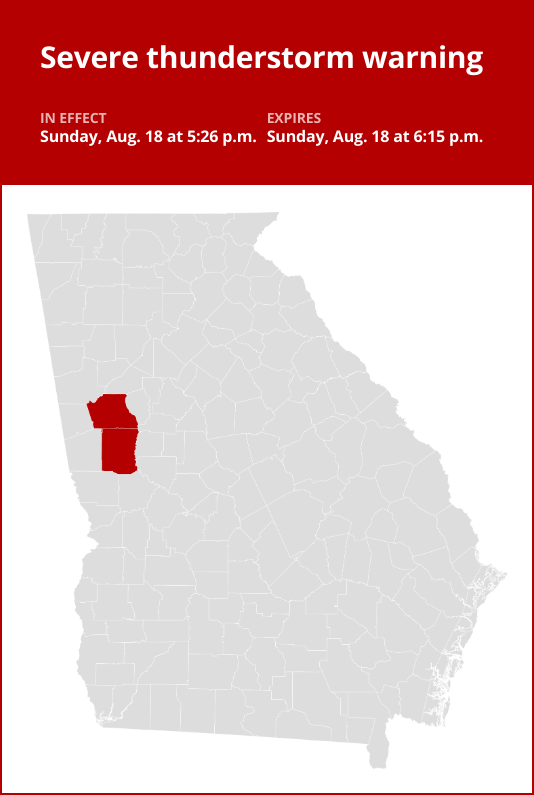 Update: Penny-sized hail and damaging winds forecast with thunderstorms in Meriwether County Sunday