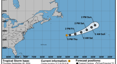 Thursday, Sep 26 update: Latest on Tropical Storm Isaac from the NHC