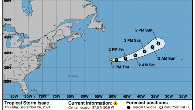 Thursday, Sep 26 update: Latest on Tropical Storm Isaac from the NHC