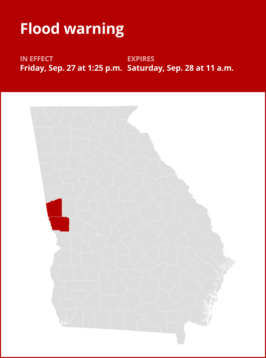 Update: West Georgia under a flood warning Friday and Saturday