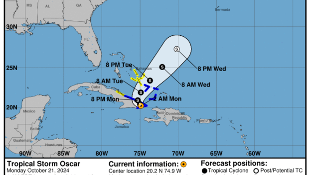 Monday, Oct 21 update from the National Hurricane Center: Latest on Tropical Storm Oscar