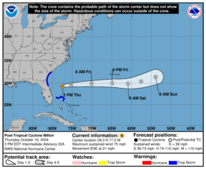 Post Tropical Cyclone Milton: Thursday, Oct 10 update from the NHC on latest developments