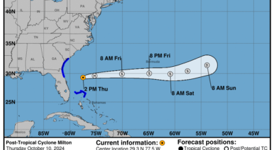 Post Tropical Cyclone Milton: Thursday, Oct 10 update from the NHC on latest developments