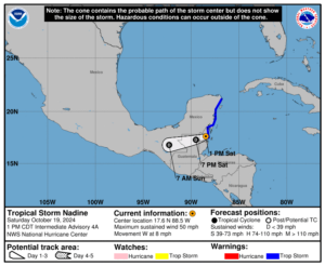 Saturday, Oct 19 update: Latest on Tropical Storm Nadine from the NHC