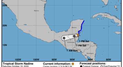 Saturday, Oct 19 update: Latest on Tropical Storm Nadine from the NHC