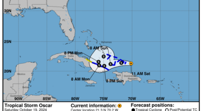 Saturday, Oct 19 update: Latest on Tropical Storm Oscar from the National Hurricane Center