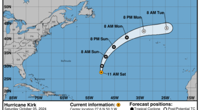 Saturday, Oct 5: Latest update on Category 3 Hurricane Kirk from the NHC