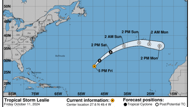 Tropical Storm Leslie: Friday, Oct 11 update from the National Hurricane Center on latest developments