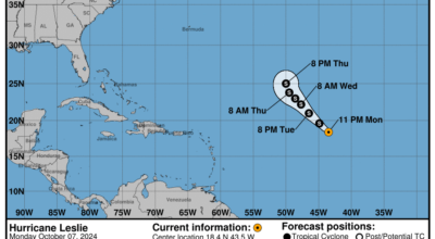 Tropical Storm Leslie: Tuesday, Oct 8 progress report from the National Hurricane Center