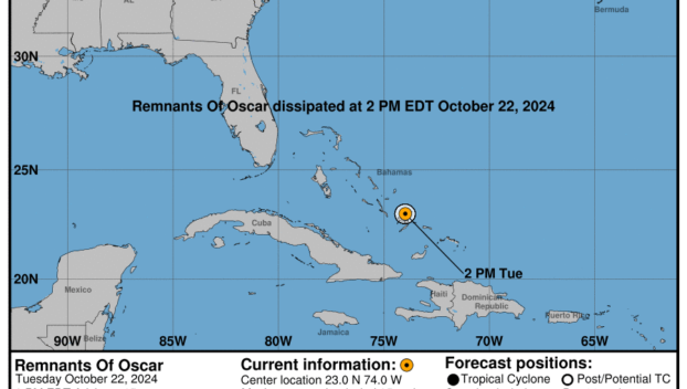 Tuesday, Oct 22 update from the National Hurricane Center: Latest on Remnants of Oscar