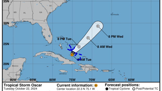 Tuesday, Oct 22 update from the National Hurricane Center: Latest on Tropical Storm Oscar