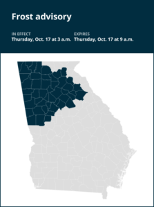 Update: Frost advisory affecting West Georgia Thursday