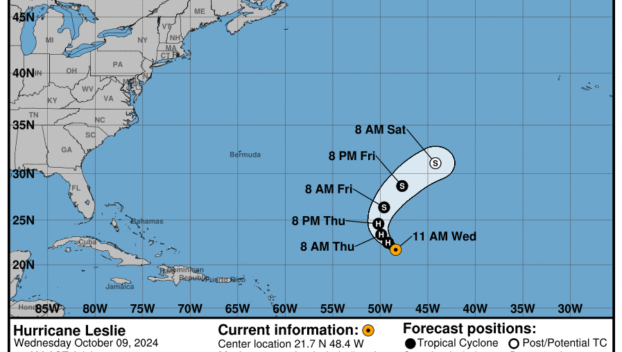 Wednesday, Oct 9 update: Latest on Category 1 Hurricane Leslie from the NHC