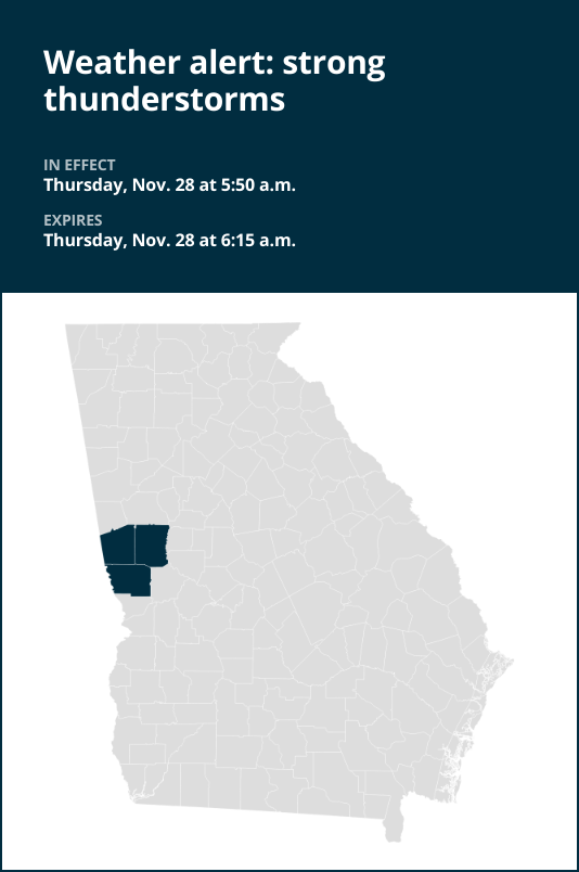 Brace for strong thunderstorms in West Georgia Thursday morning