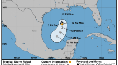 Saturday, Nov 9 update: Latest on Tropical Storm Rafael from the National Hurricane Center