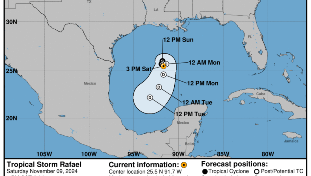 Saturday, Nov 9 update: Latest on Tropical Storm Rafael from the National Hurricane Center