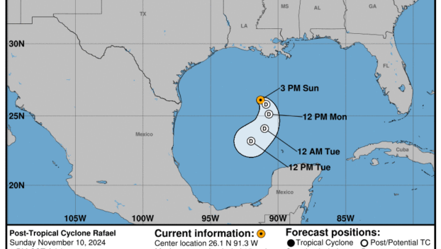 Sunday, Nov 10 update: Latest on Post Tropical Cyclone Rafael from the NHC