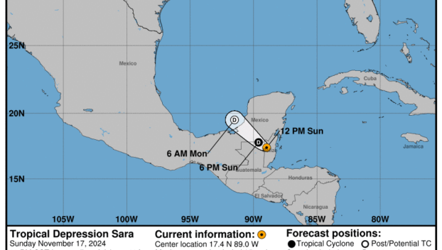 Sunday, Nov 17: Latest insights on Tropical Depression Sara from the NHC