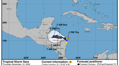 Tropical Storm Sara: Thursday, Nov 14 status update from the National Hurricane Center