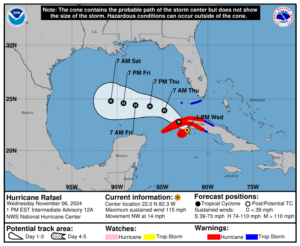 Wednesday, Nov 6 update: Latest on Category 3 Hurricane Rafael from the National Hurricane Center