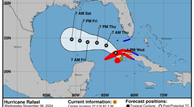 Wednesday, Nov 6 update: Latest on Category 3 Hurricane Rafael from the National Hurricane Center