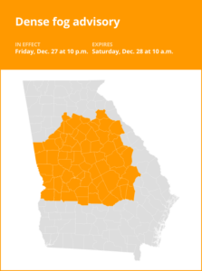 Dense fog advisory issued for West Georgia until Saturday morning