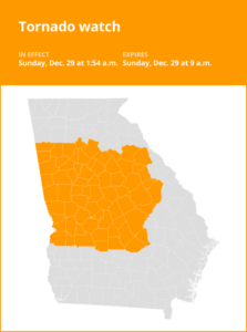 Tornado watch for West Georgia until Sunday morning