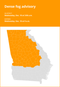 West Georgia under a dense fog advisory until Wednesday morning