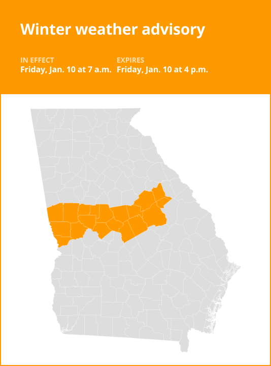 Winter weather advisory for West Georgia for Friday